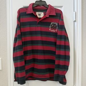 Vintage Signum Men's Rugby Polo Shirt Size 2X, Striped Long Sleeve Shirt